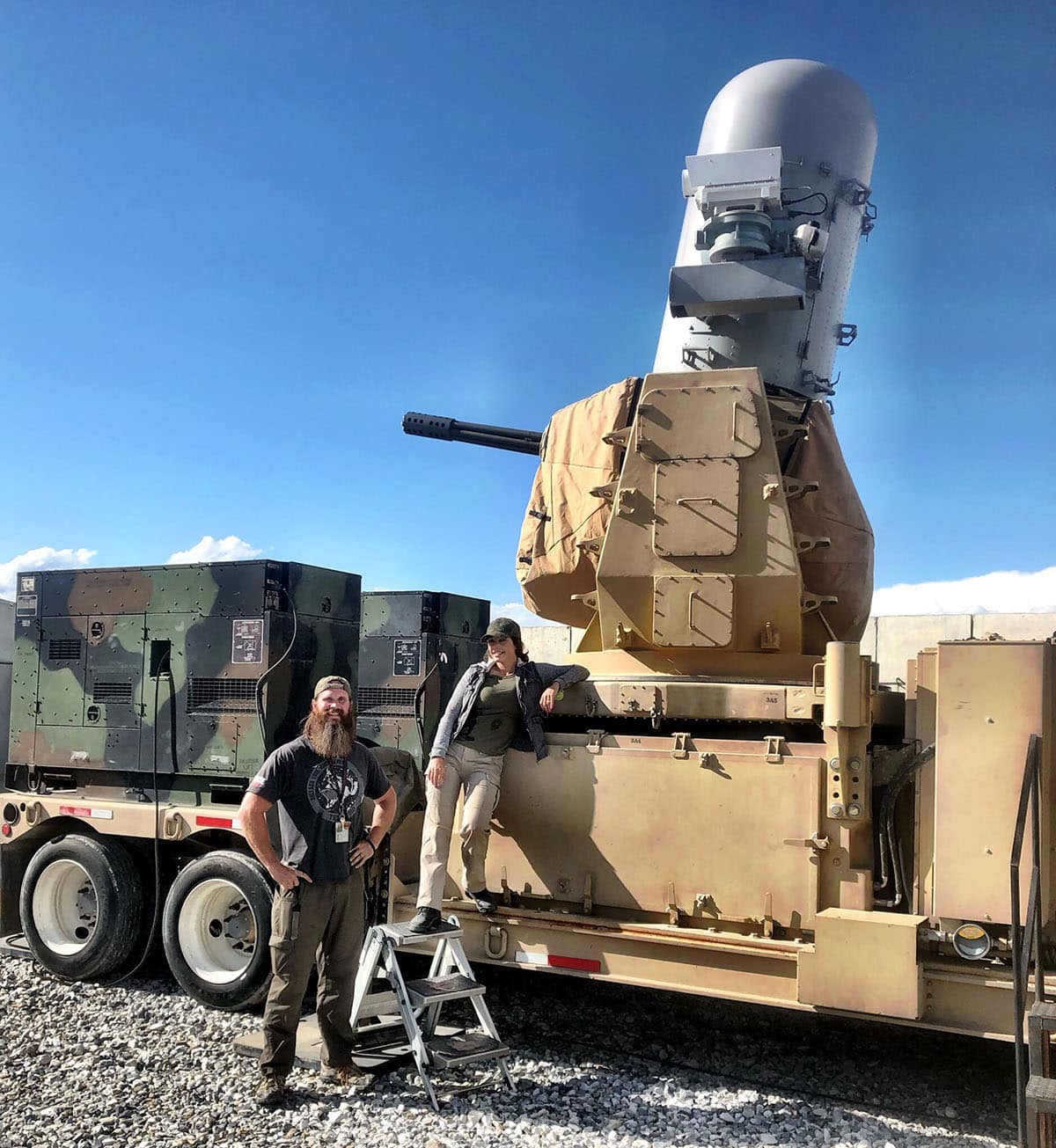 Large trailer with a large antiaircraft gun